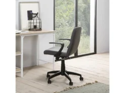 Fauteuil De Bureau Relevable Teo Matelassé Avec Tissu Gris Foncé -Meubles Soldes Magasin siege de bureau 9906977