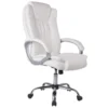 Chaise De Bureau Karen Elevable Et Fauteuil Inclinable En Simili Cuir Blanc