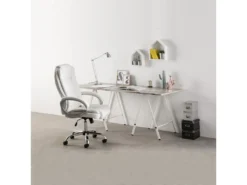 Chaise De Bureau Karen Elevable Et Fauteuil Inclinable En Simili Cuir Blanc -Meubles Soldes Magasin siege de bureau 9906997