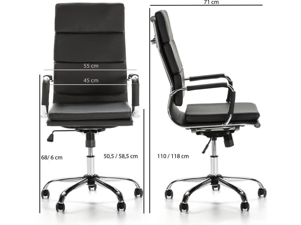 Fauteuil De Bureau Morgan Inclinable Noir, Cuir Synthétique 3 Fauteuil De Bureau Morgan Inclinable Noir, Cuir Synthétique – Image 3